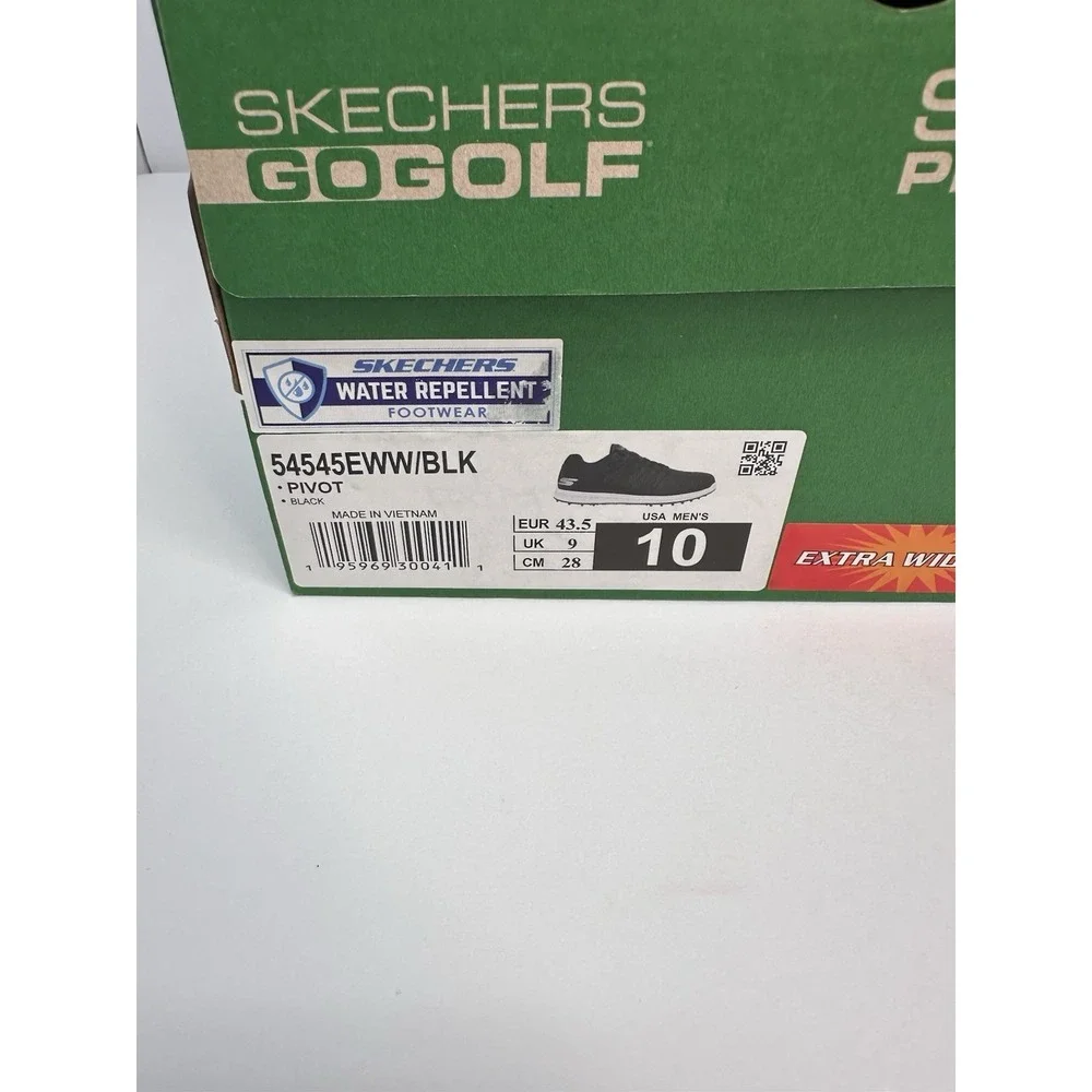 Skechers Pivot Spikeless Golf Shoes Mens Size 10 Black Extra Wide 54545EWW NIB